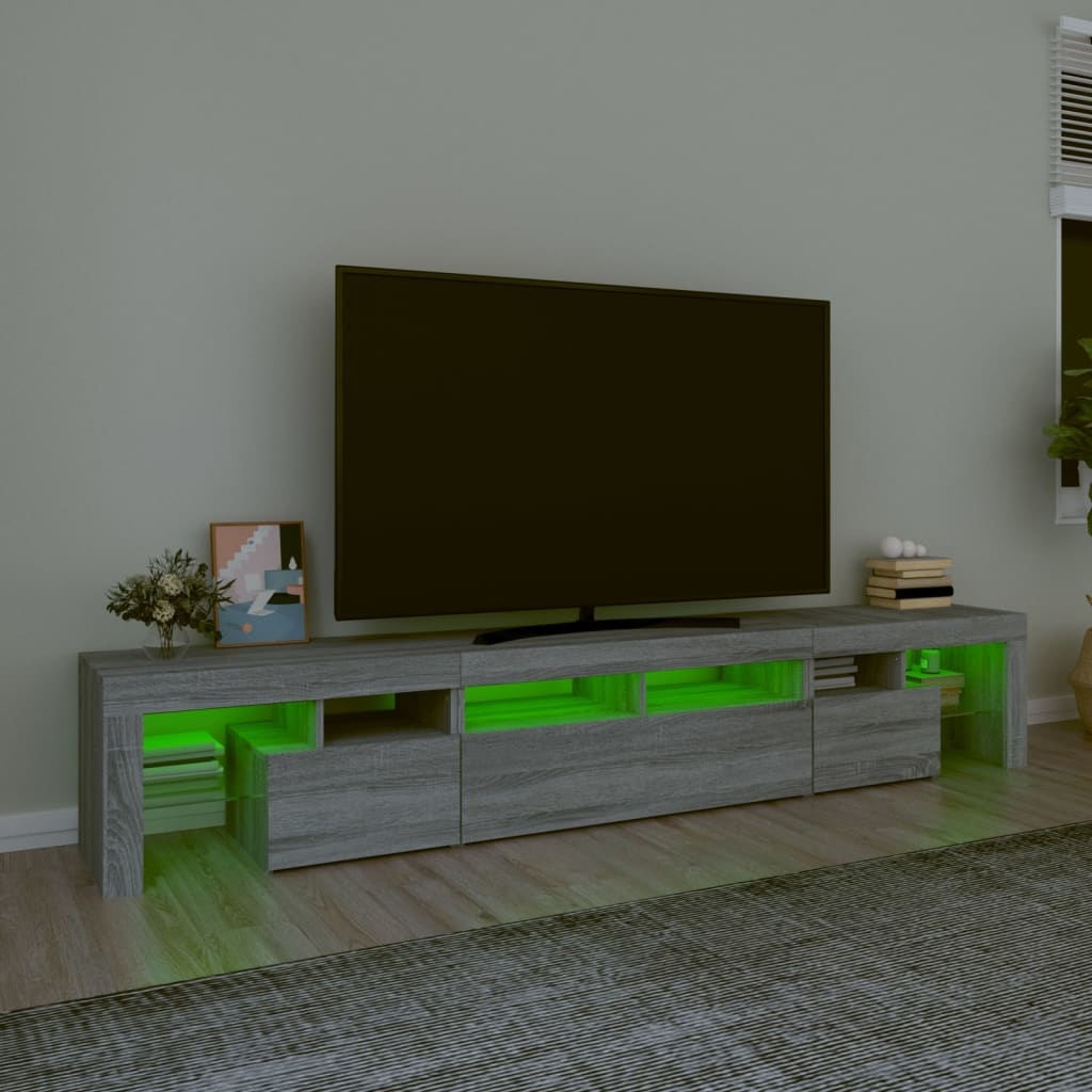 Tv-meubel met LED-verlichting 230x36,5x40 cm grijs sonoma eiken