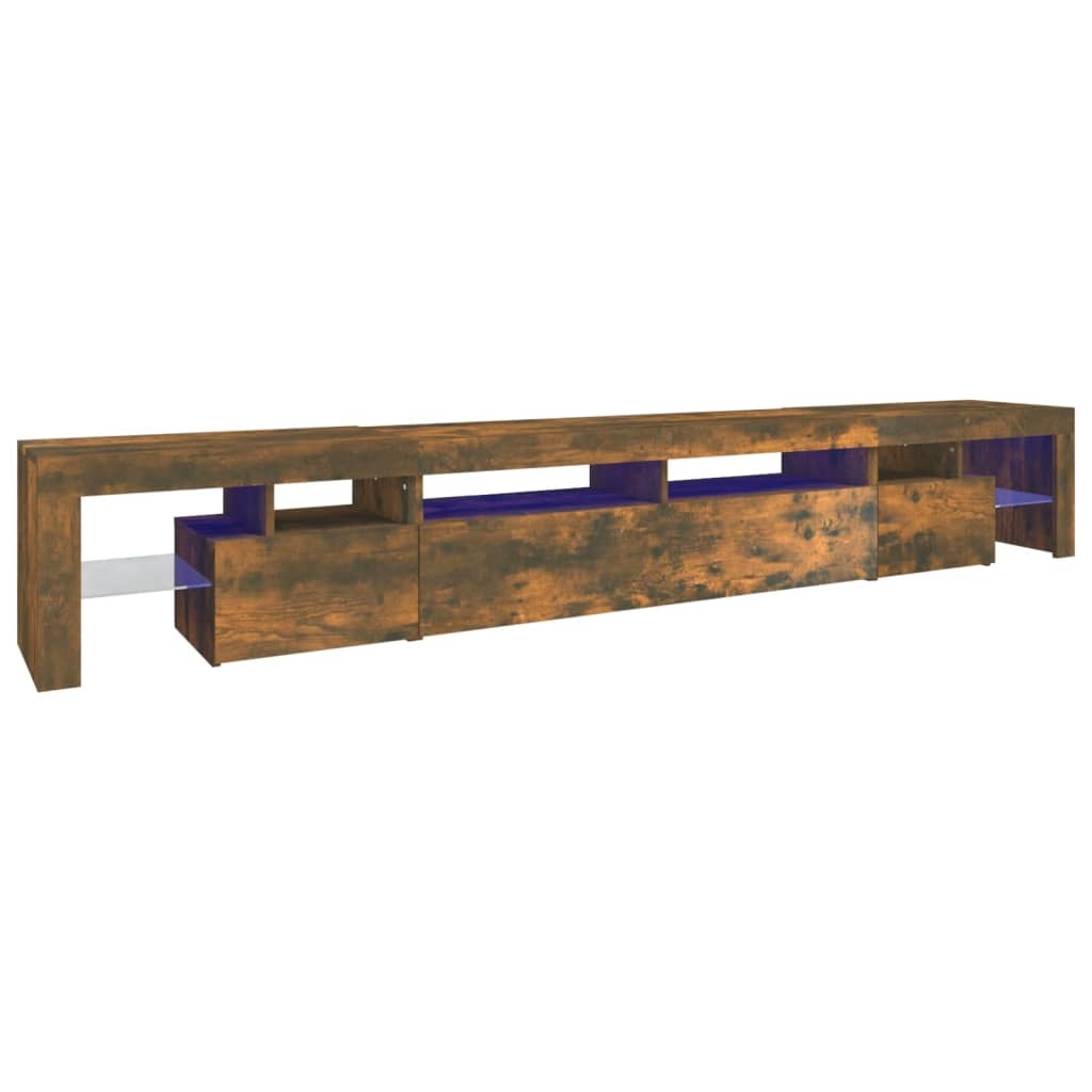 Tv-meubel LED-verlichting 260x36,5x40 cm gerookt eikenkleurig
