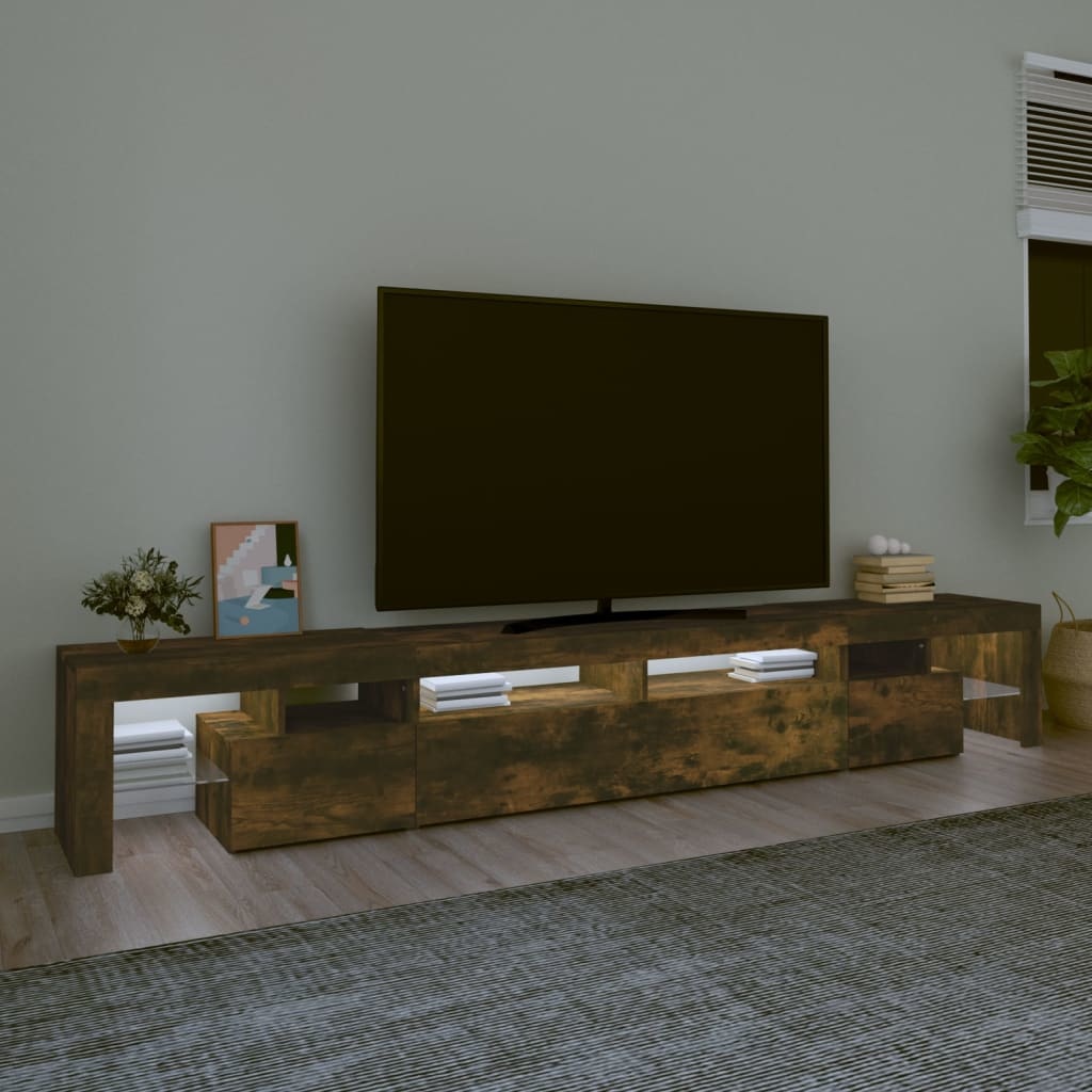 Tv-meubel LED-verlichting 260x36,5x40 cm gerookt eikenkleurig