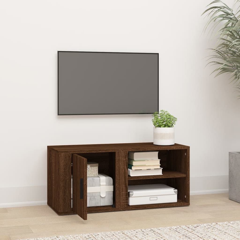 Tv-meubel 80x31,5x36 cm bewerkt hout bruineikenkleurig