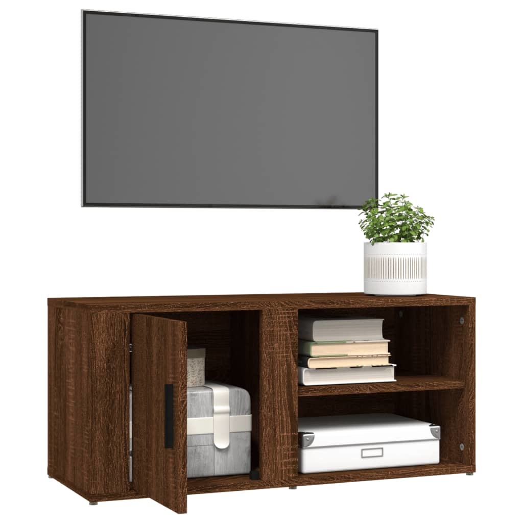 Tv-meubel 80x31,5x36 cm bewerkt hout bruineikenkleurig
