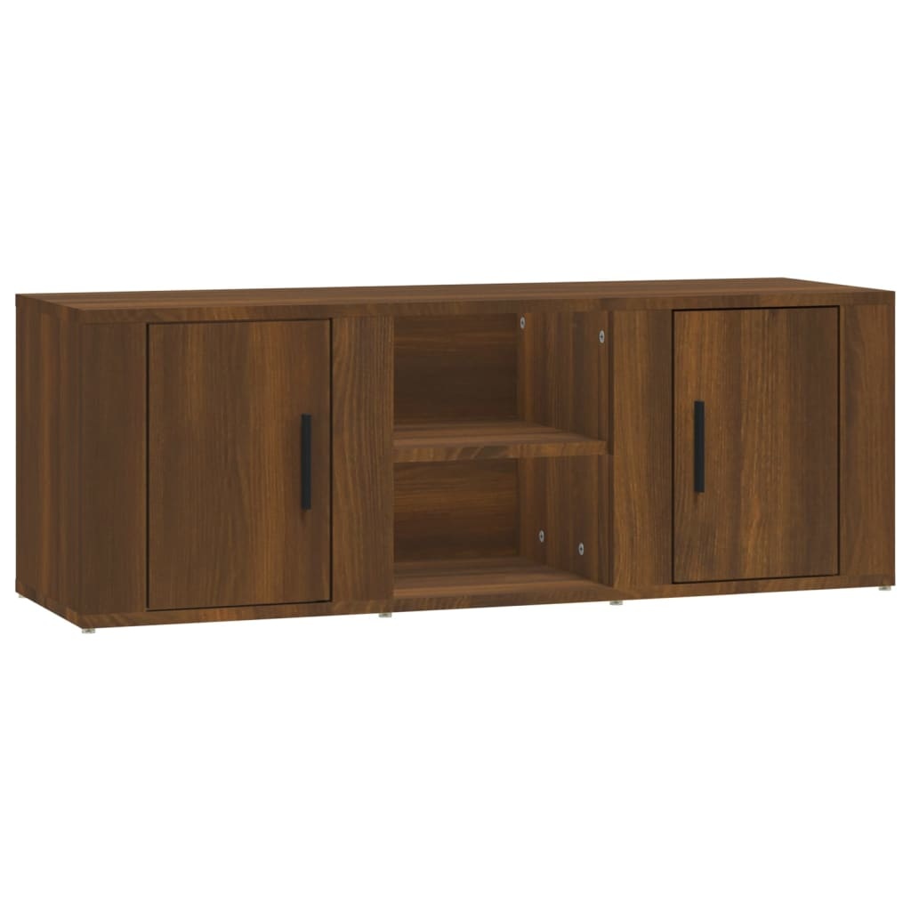 Tv-meubel 100x31,5x35 cm bewerkt hout bruineikenkleurig