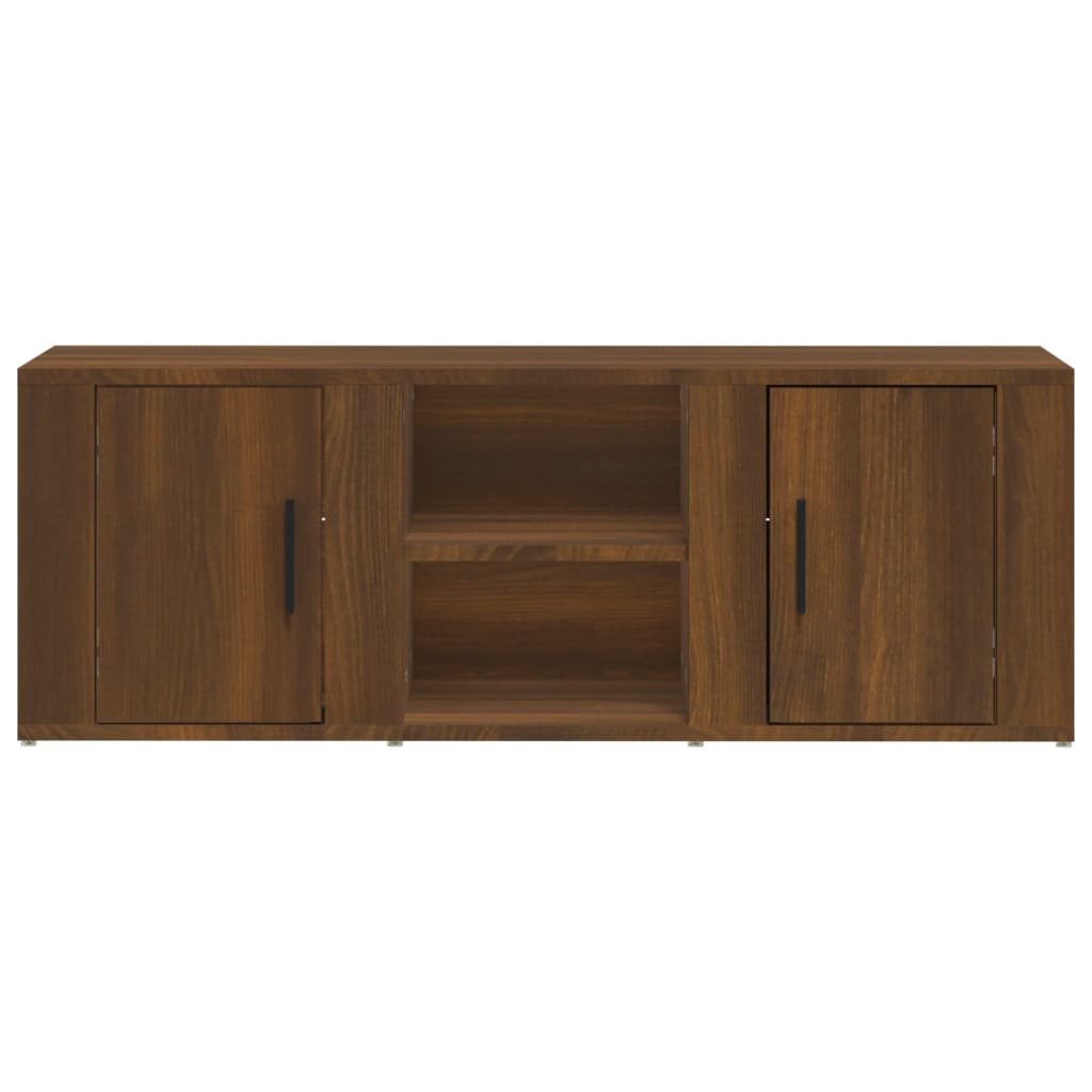 Tv-meubel 100x31,5x35 cm bewerkt hout bruineikenkleurig