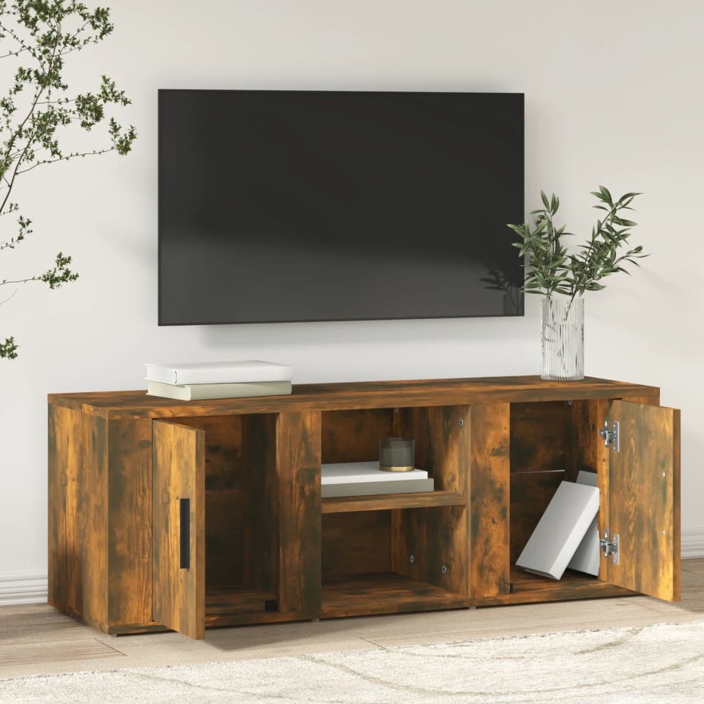 Tv-meubel 100x31,5x35 cm bewerkt hout gerookt eikenkleurig