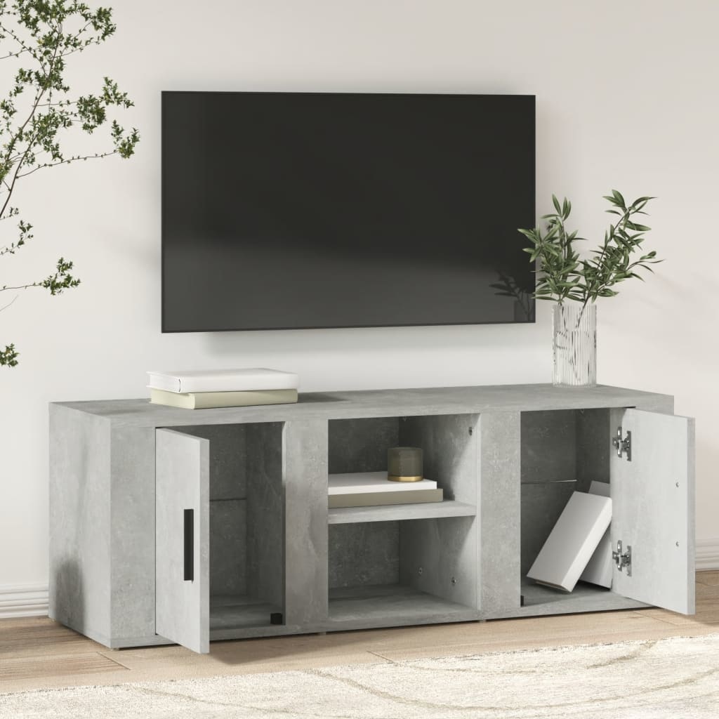 Tv-meubel 100x31,5x35 cm bewerkt hout betongrijs