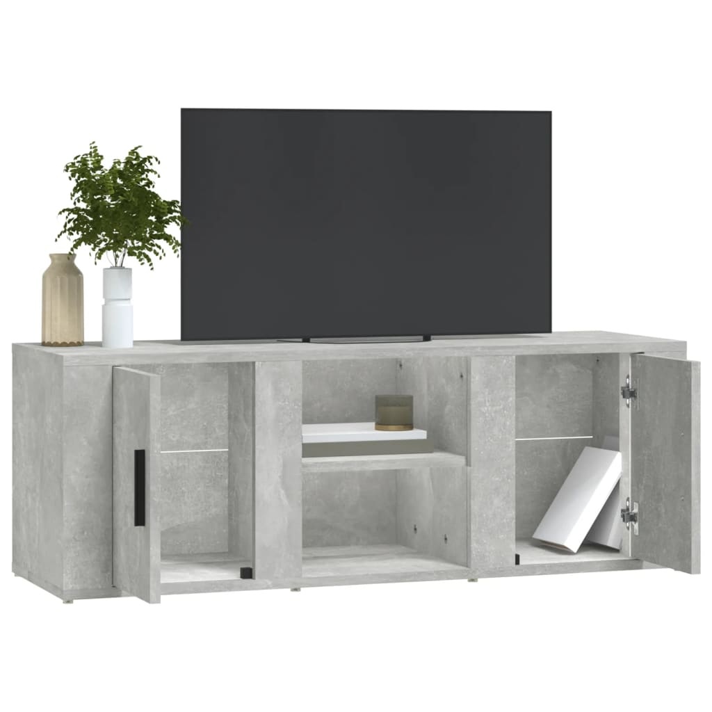 Tv-meubel 100x31,5x35 cm bewerkt hout betongrijs