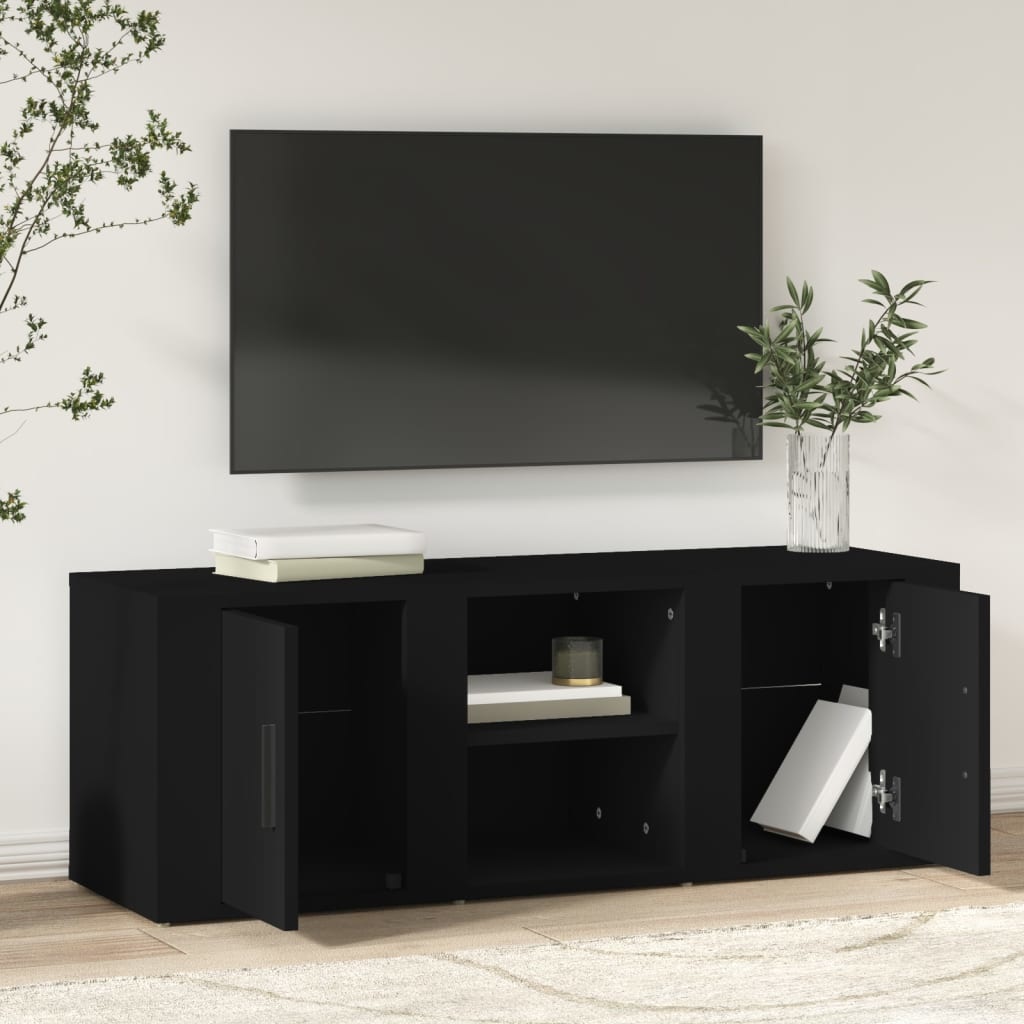 Tv-meubel 100x31,5x35 cm bewerkt hout zwart