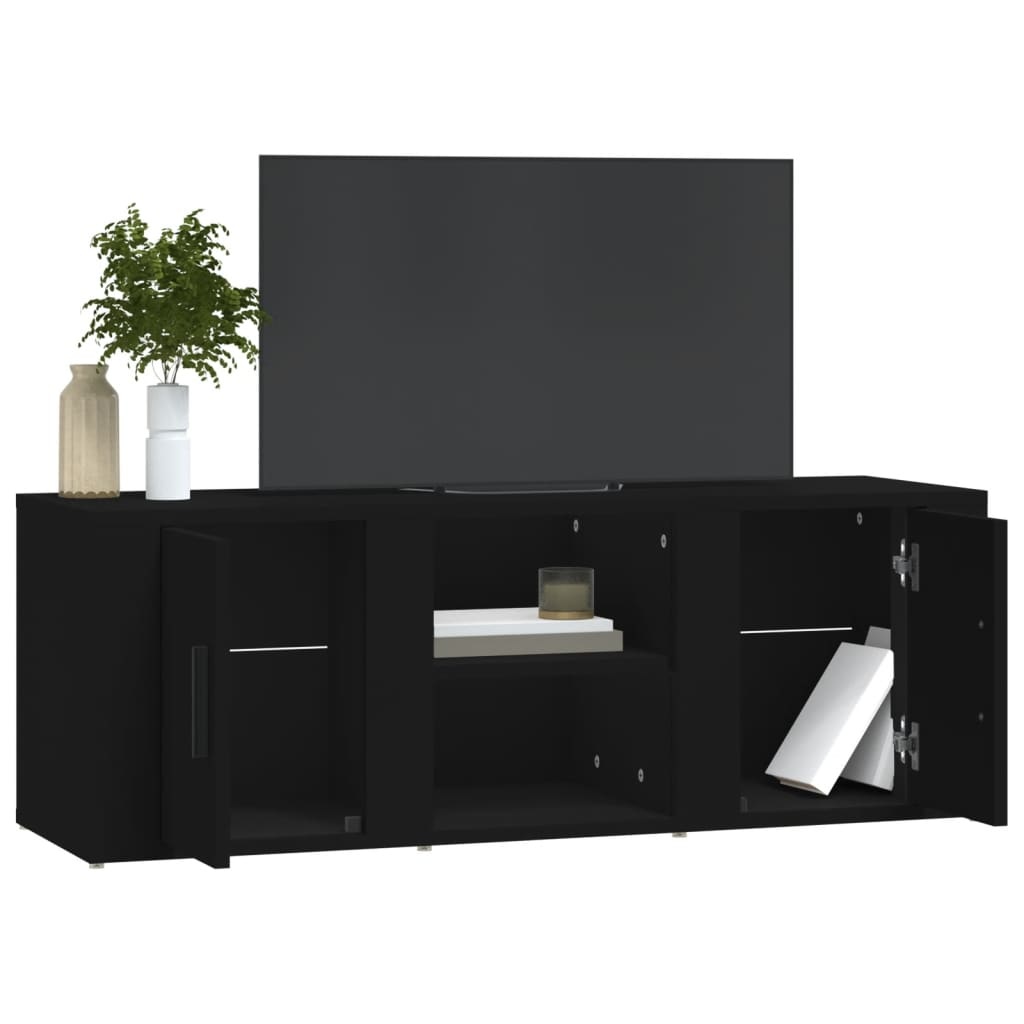 Tv-meubel 100x31,5x35 cm bewerkt hout zwart