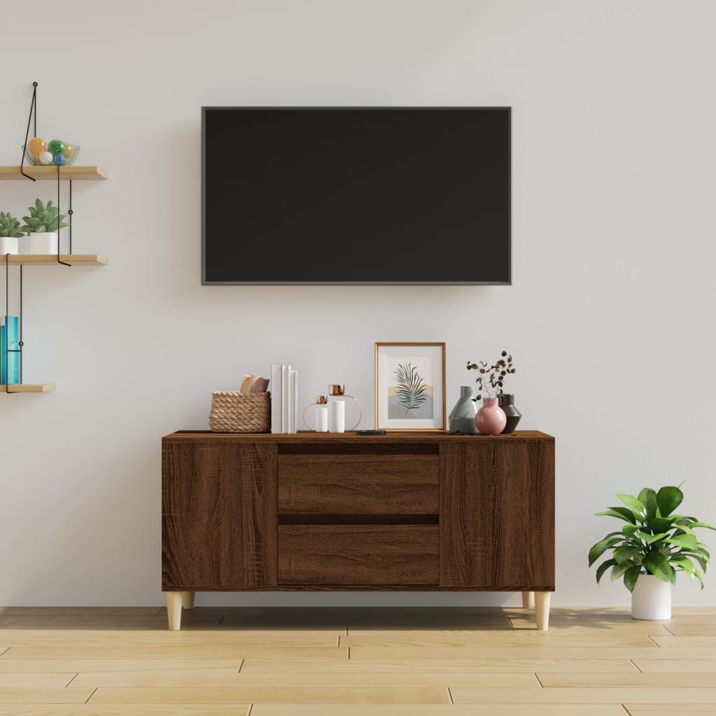 Tv-meubel 102x44,5x50 cm bewerkt hout bruineikenkleurig