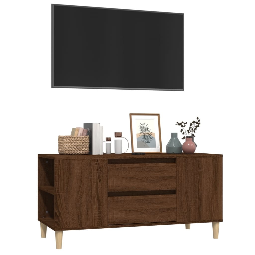 Tv-meubel 102x44,5x50 cm bewerkt hout bruineikenkleurig