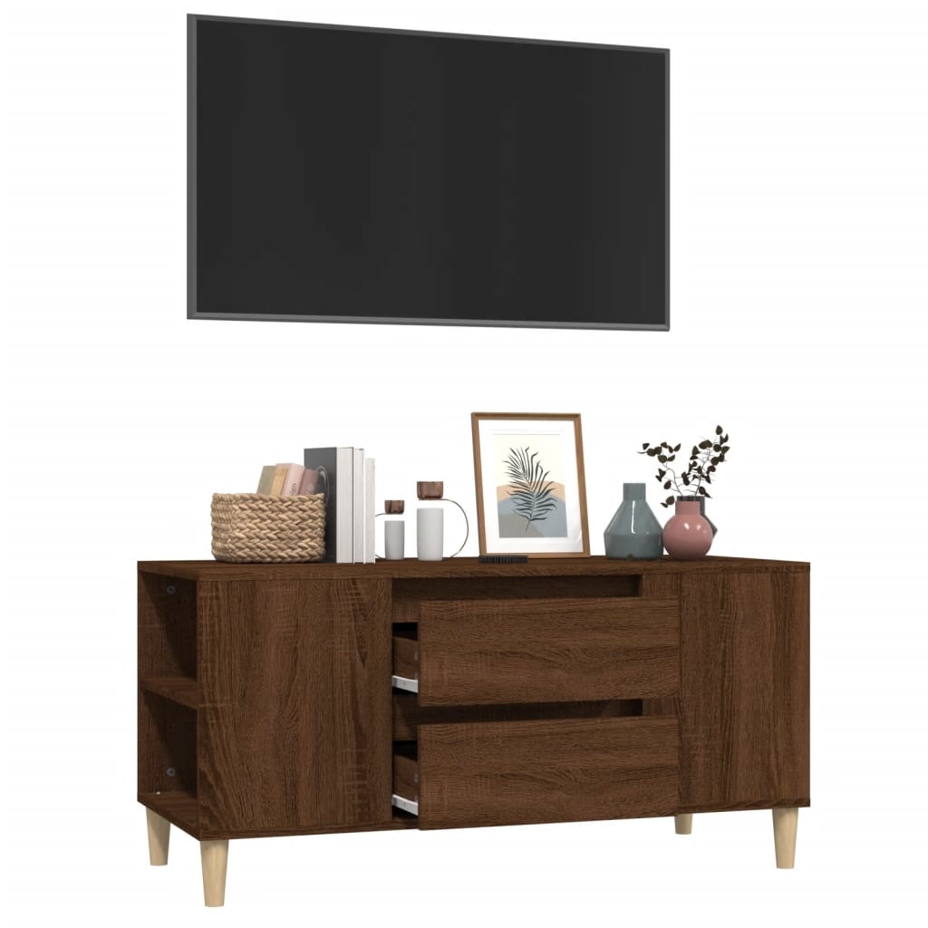 Tv-meubel 102x44,5x50 cm bewerkt hout bruineikenkleurig