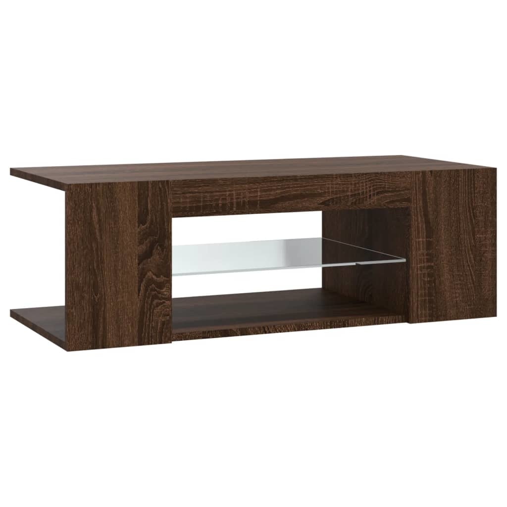 Tv-meubel met LED-verlichting 90x39x30 cm bruineikenkleurig