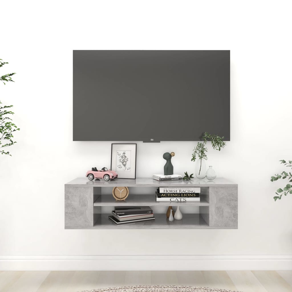 Tv-hangmeubel 100x30x26,5 cm spaanplaat betongrijs