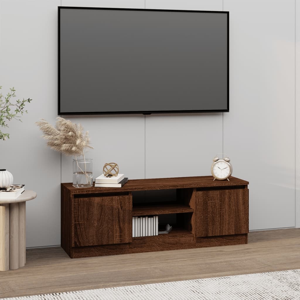 Tv-meubel met deur 102x30x36 cm bruineikenkleurig