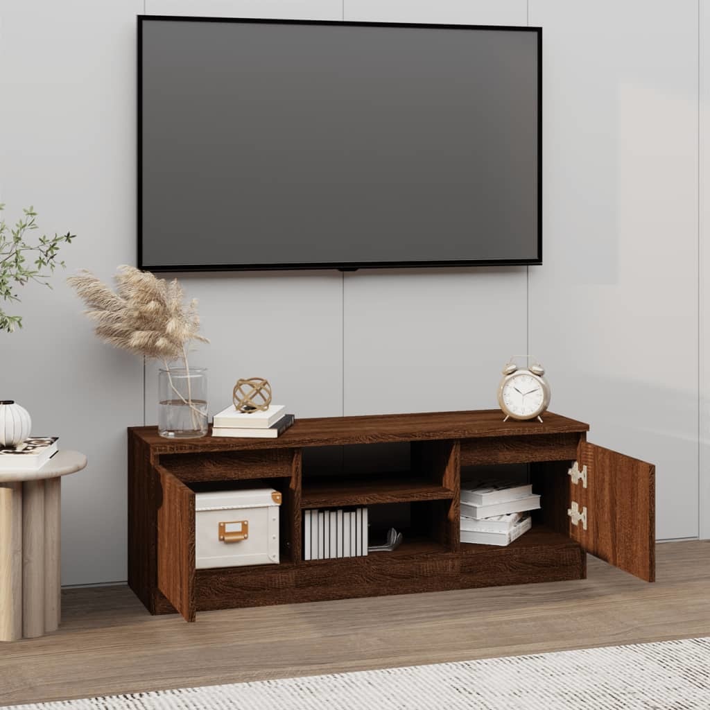 Tv-meubel met deur 102x30x36 cm bruineikenkleurig