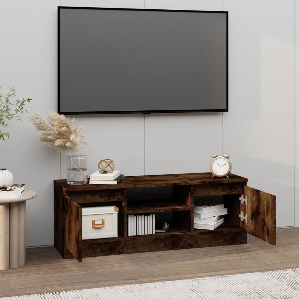 Tv-meubel met deur 102x30x36 cm gerookt eikenkleurig