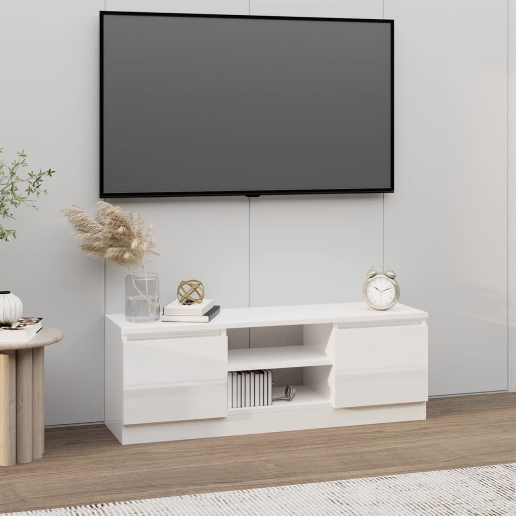 Tv-meubel met deur 102x30x36 cm hoogglans wit