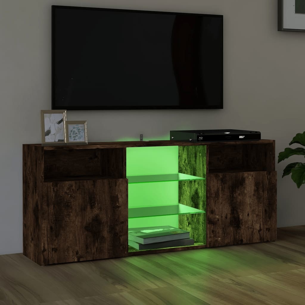 Tv-meubel met LED-verlichting 120x30x50 cm gerookt eikenkleurig
