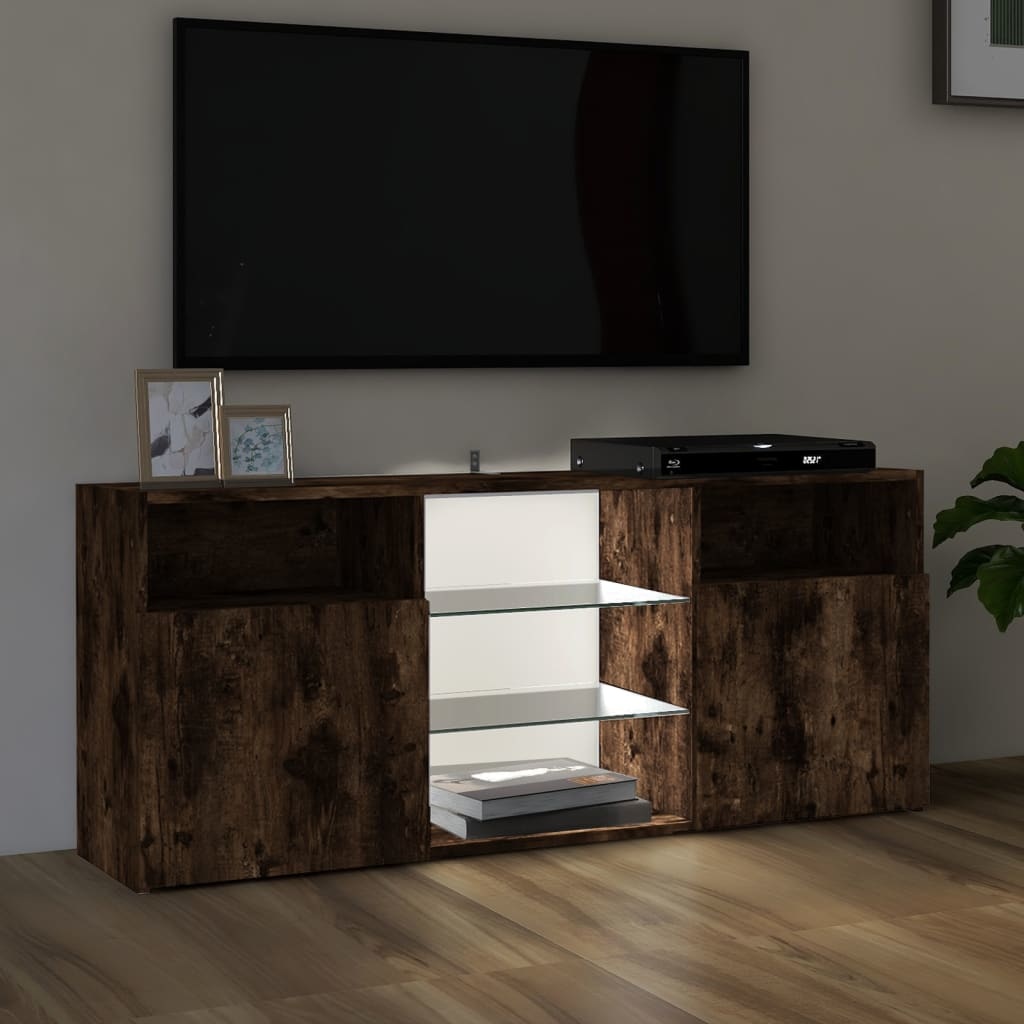 Tv-meubel met LED-verlichting 120x30x50 cm gerookt eikenkleurig