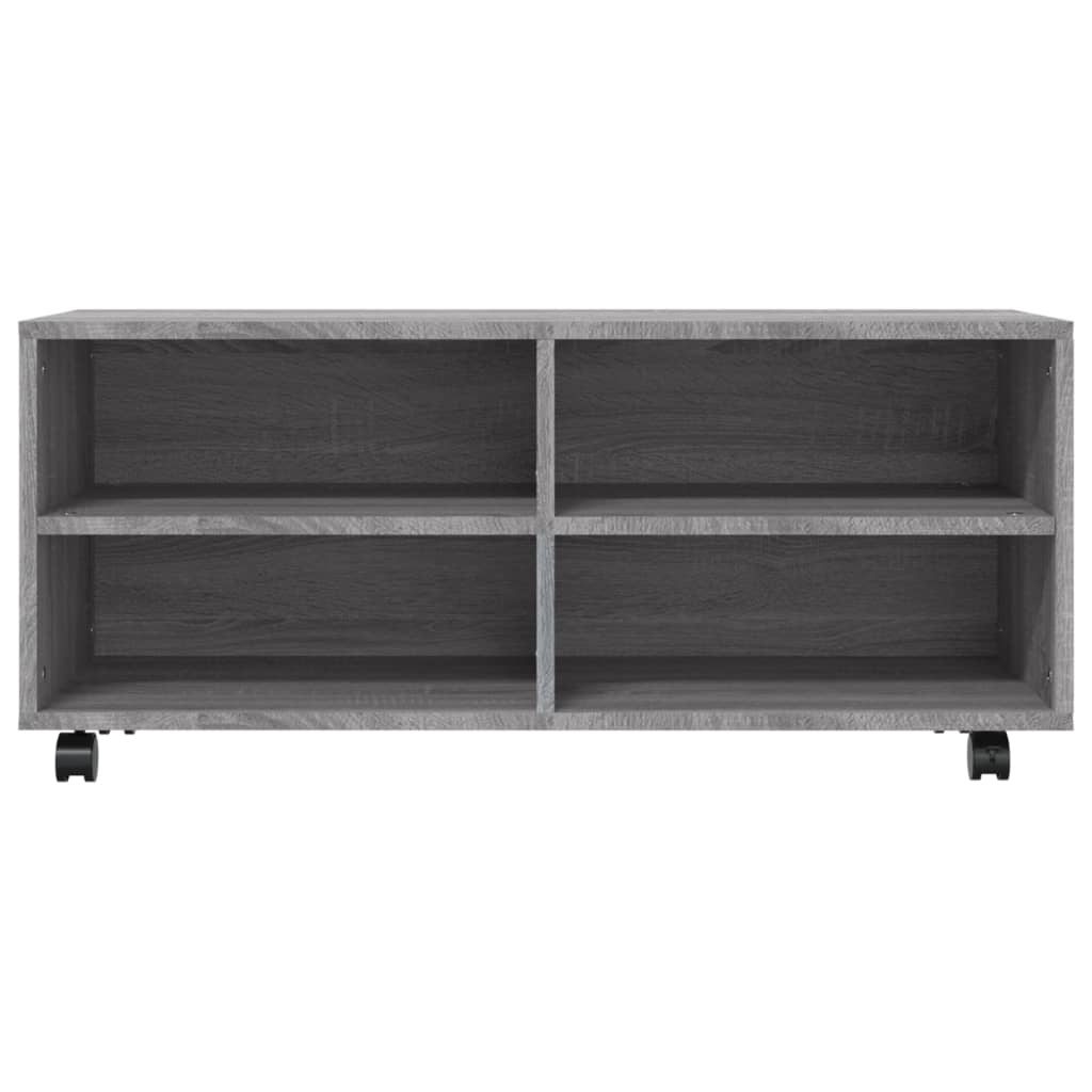 Tv-meubel met wieltjes 90x35x35 cm bewerkt hout grijs sonoma