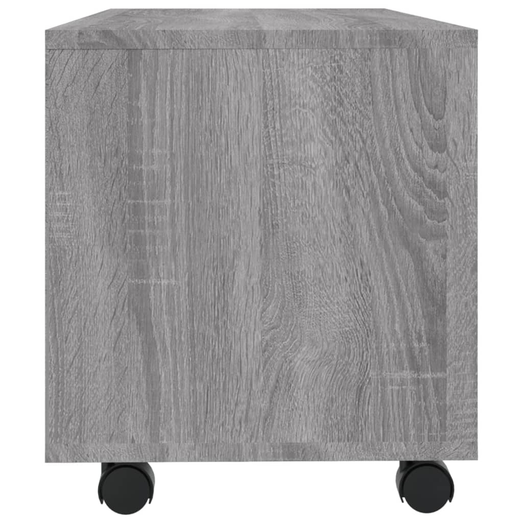 Tv-meubel met wieltjes 90x35x35 cm bewerkt hout grijs sonoma