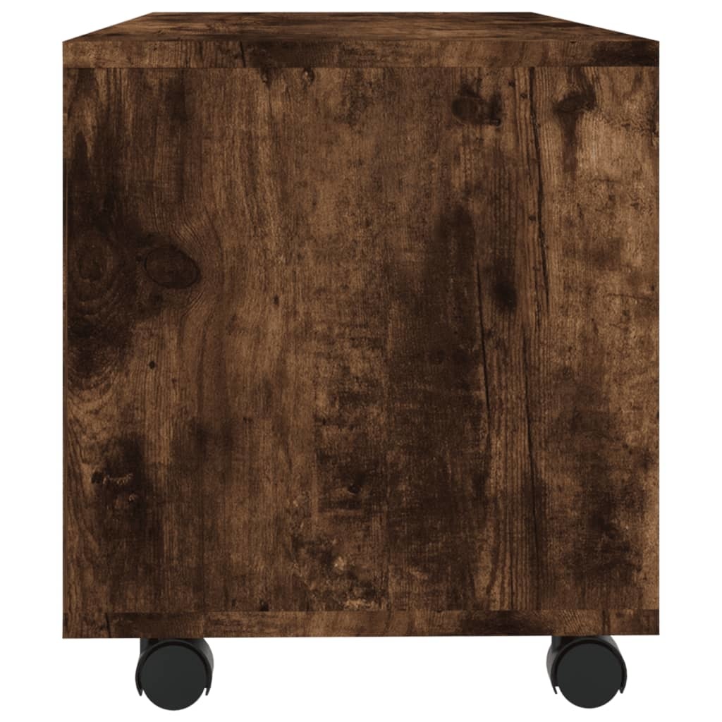 Tv-meubel met wieltjes 90x35x35 cm bewerkt hout gerookt eiken