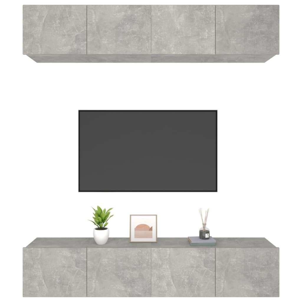 Tv-meubelen 4 st 80x30x30 cm bewerkt hout betongrijs