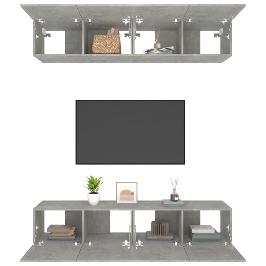 Tv-meubelen 4 st 80x30x30 cm bewerkt hout betongrijs