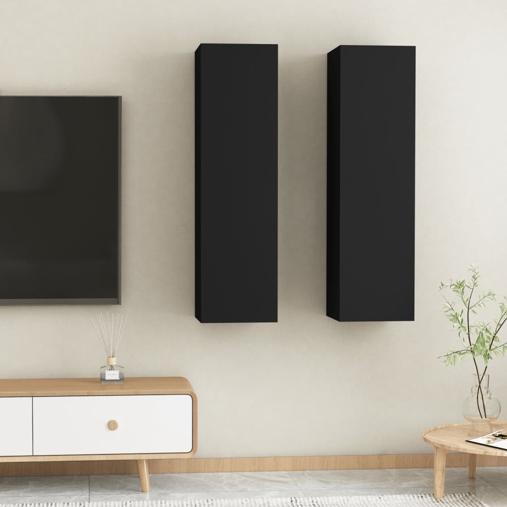 Tv-meubelen 2 st 30,5x30x110 cm spaanplaat zwart