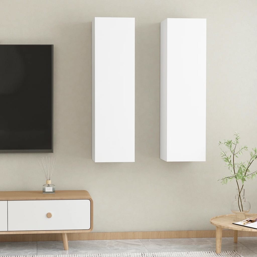 Tv-meubelen 2 st 30,5x30x110 cm spaanplaat wit