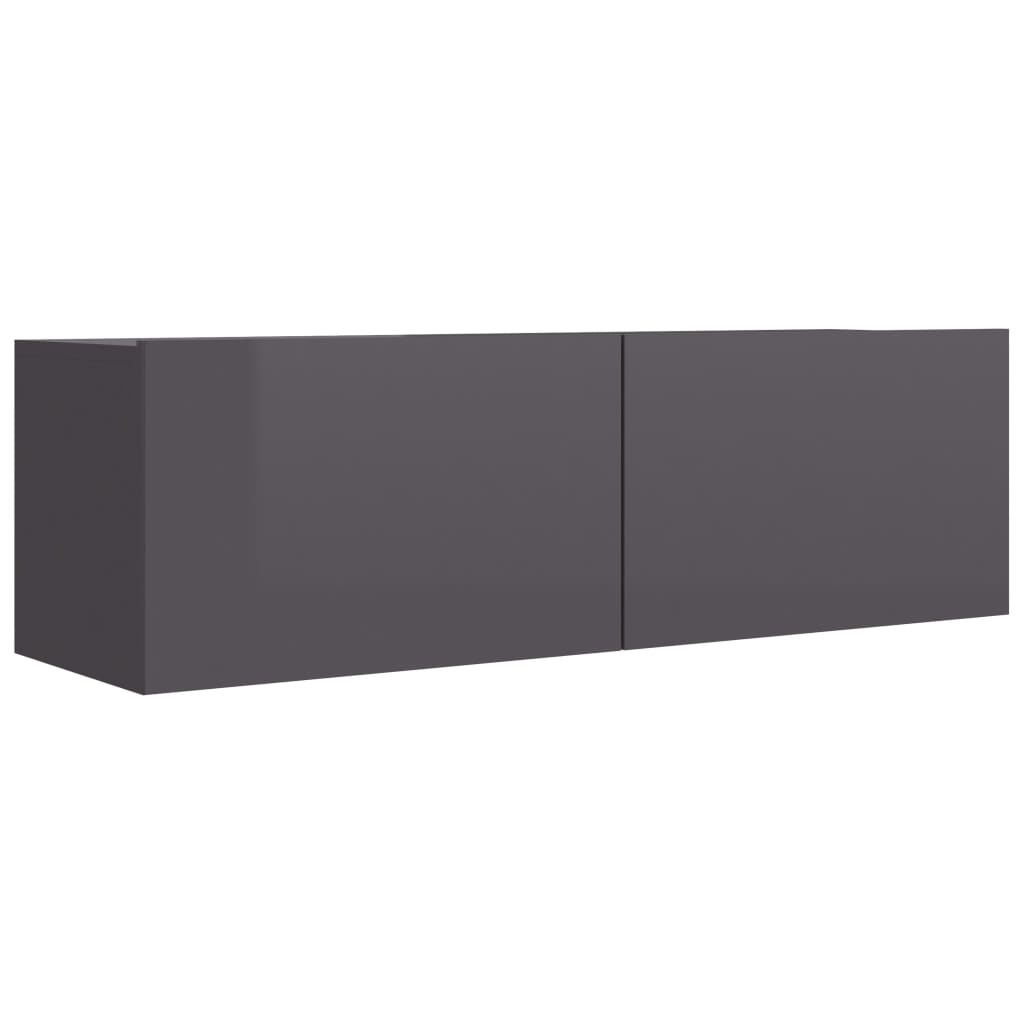 Tv-meubel 100x30x30 cm bewerkt hout hoogglans grijs