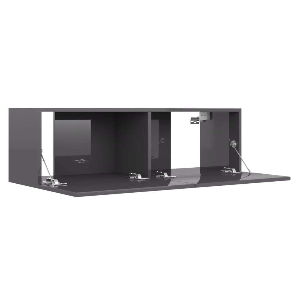 Tv-meubel 100x30x30 cm bewerkt hout hoogglans grijs