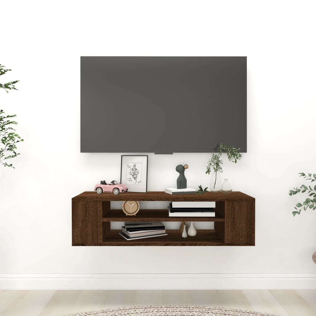 Tv-hangmeubel 100x30x26,5 cm bewerkt hout bruineikenkleurig