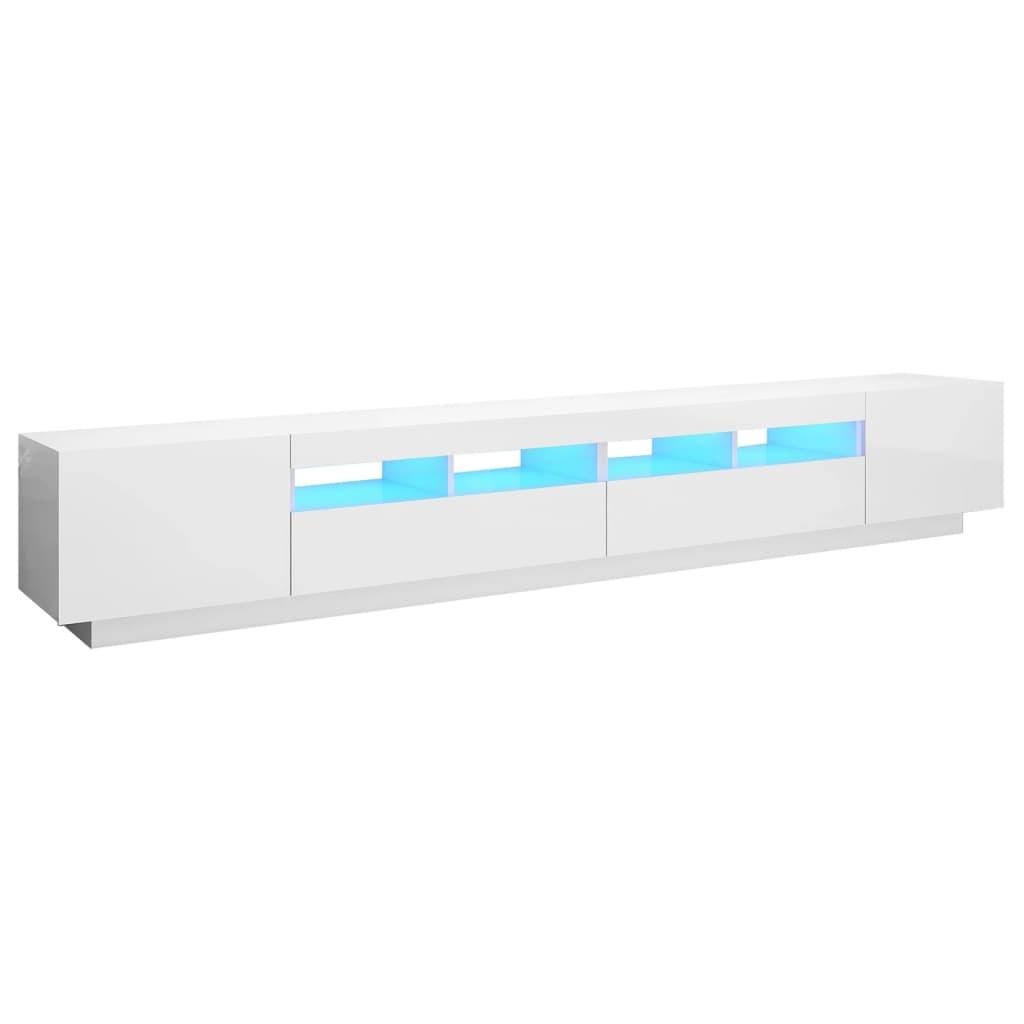 Tv-meubel met LED-verlichting 260x35x40 cm hoogglans wit