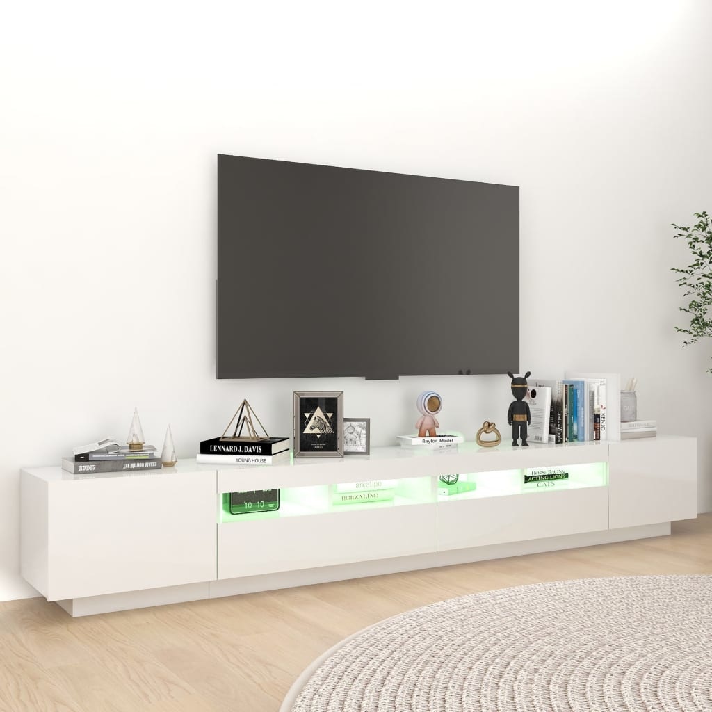 Tv-meubel met LED-verlichting 260x35x40 cm hoogglans wit
