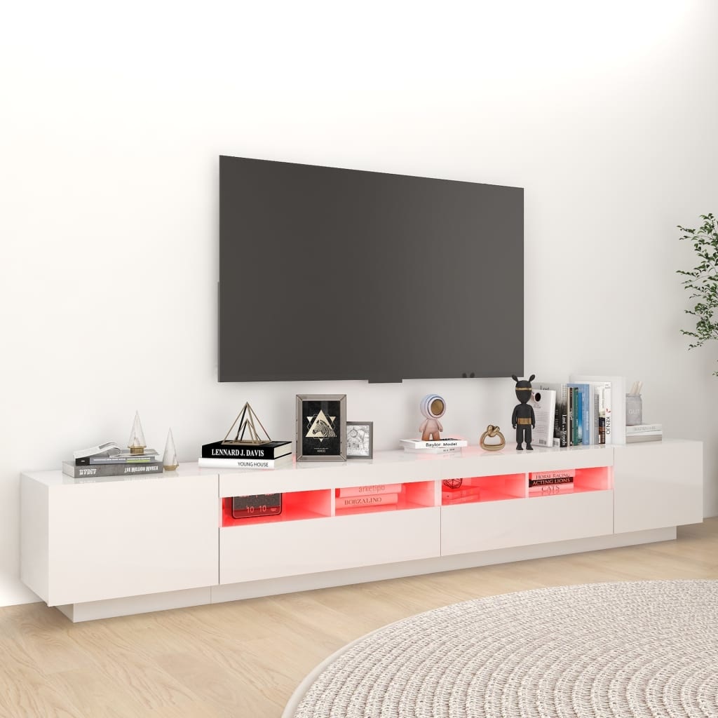 Tv-meubel met LED-verlichting 260x35x40 cm hoogglans wit