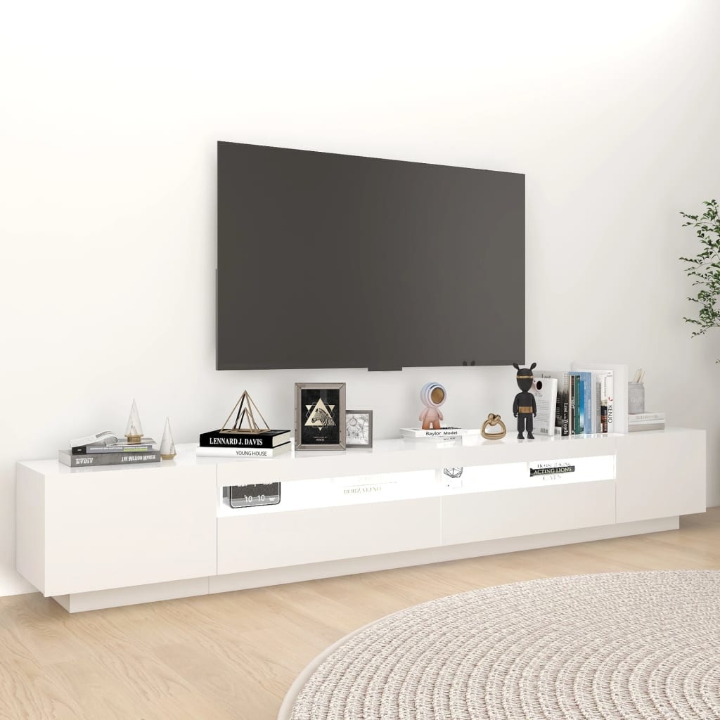 Tv-meubel met LED-verlichting 260x35x40 cm wit