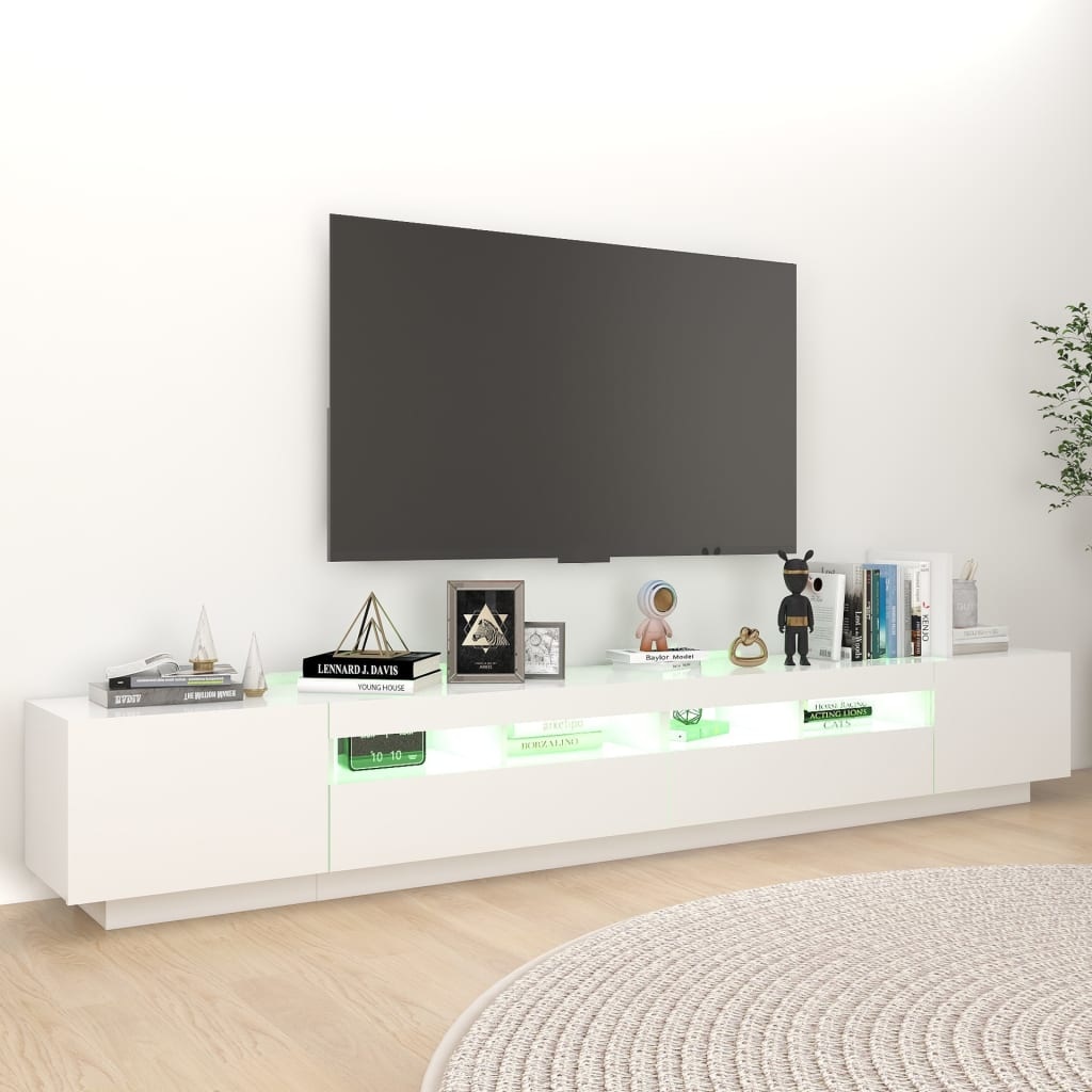 Tv-meubel met LED-verlichting 260x35x40 cm wit