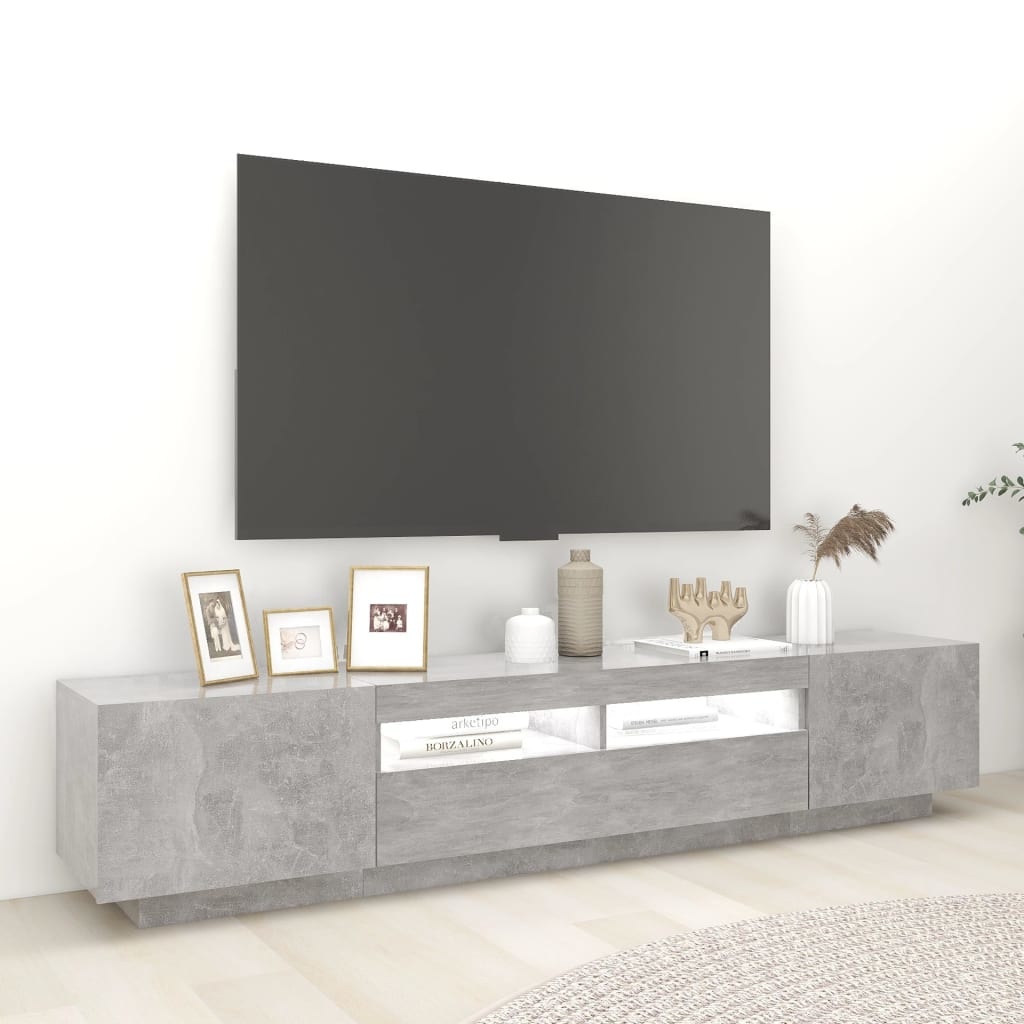 Tv-meubel met LED-verlichting 200x35x40 cm betongrijs