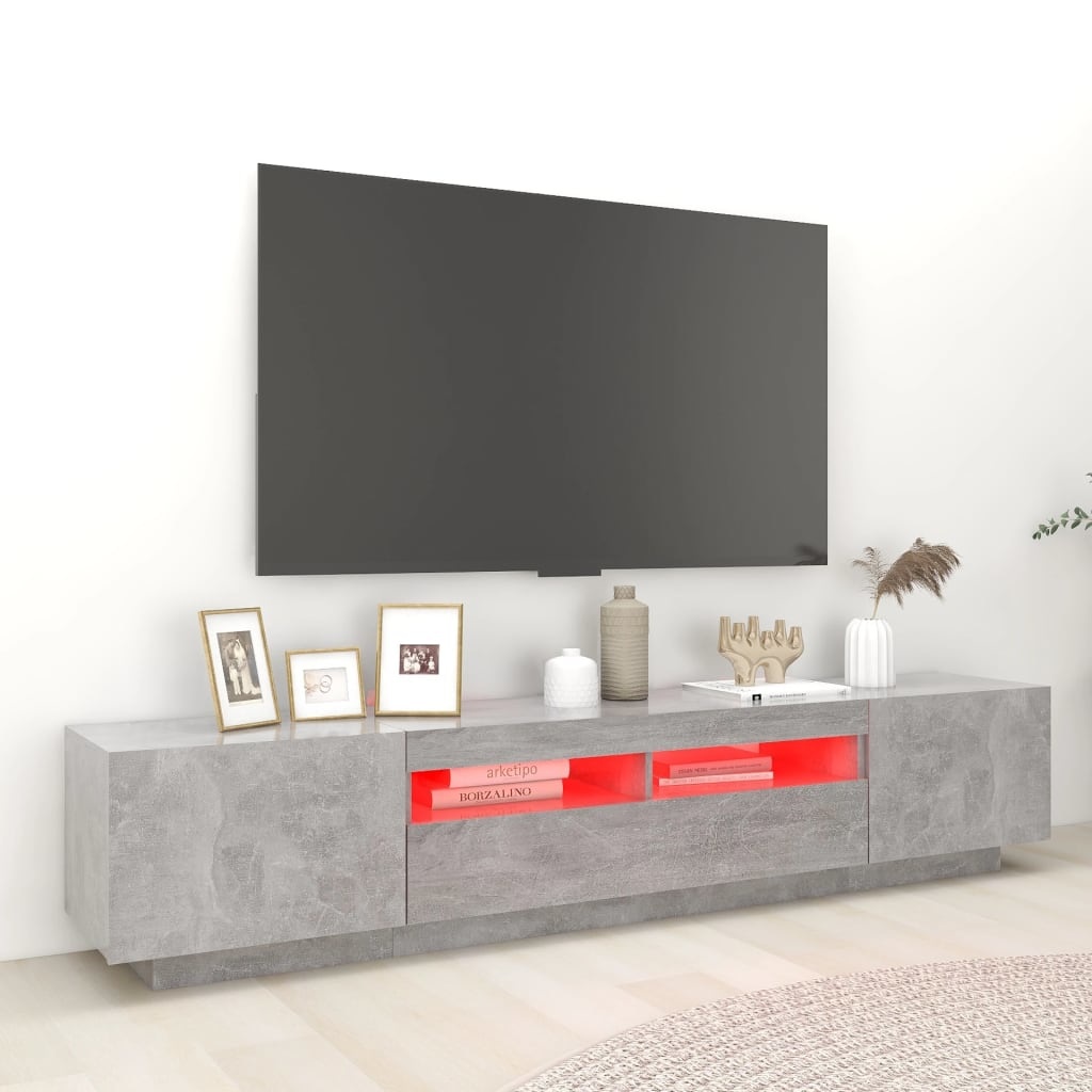 Tv-meubel met LED-verlichting 200x35x40 cm betongrijs
