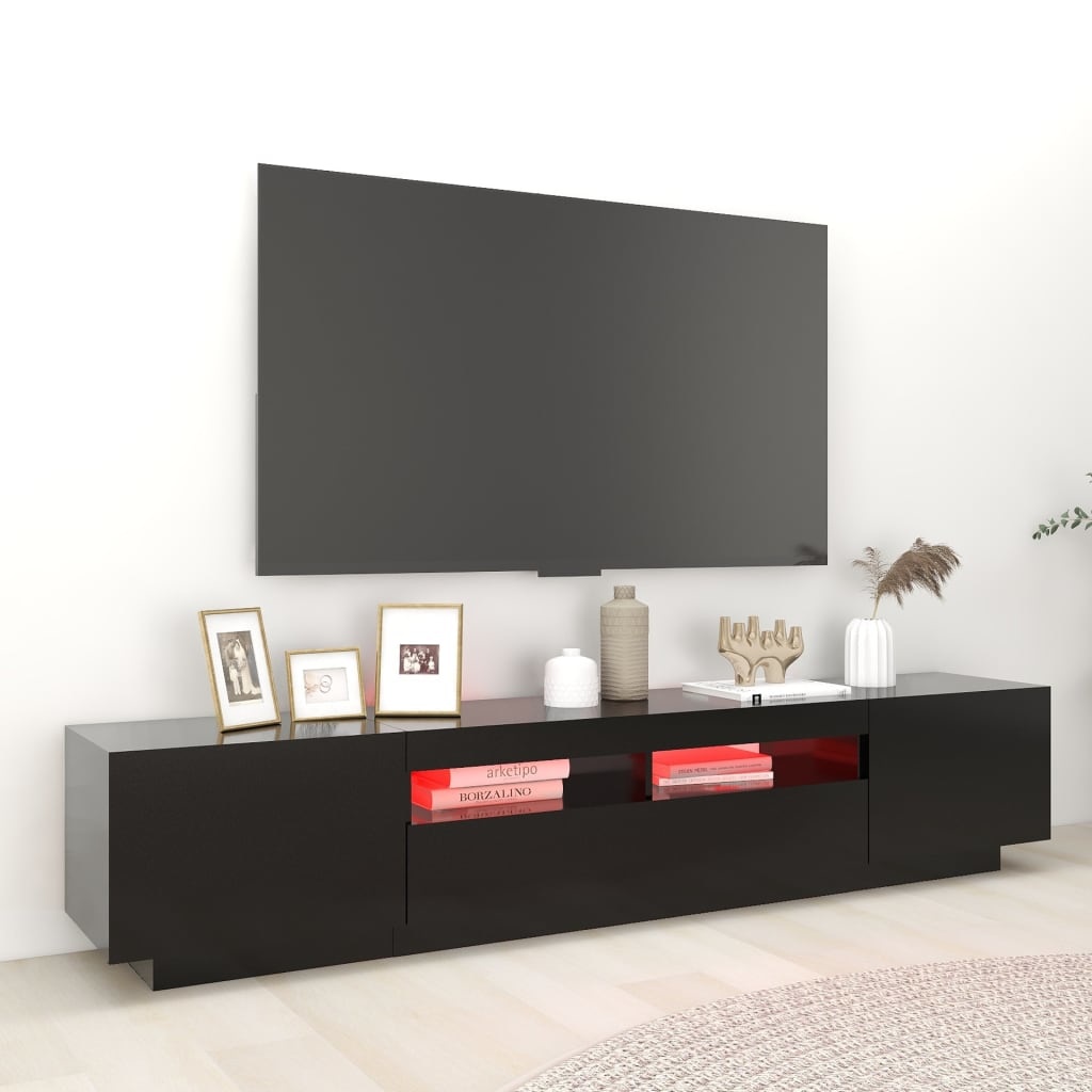 Tv-meubel met LED-verlichting 200x35x40 cm zwart
