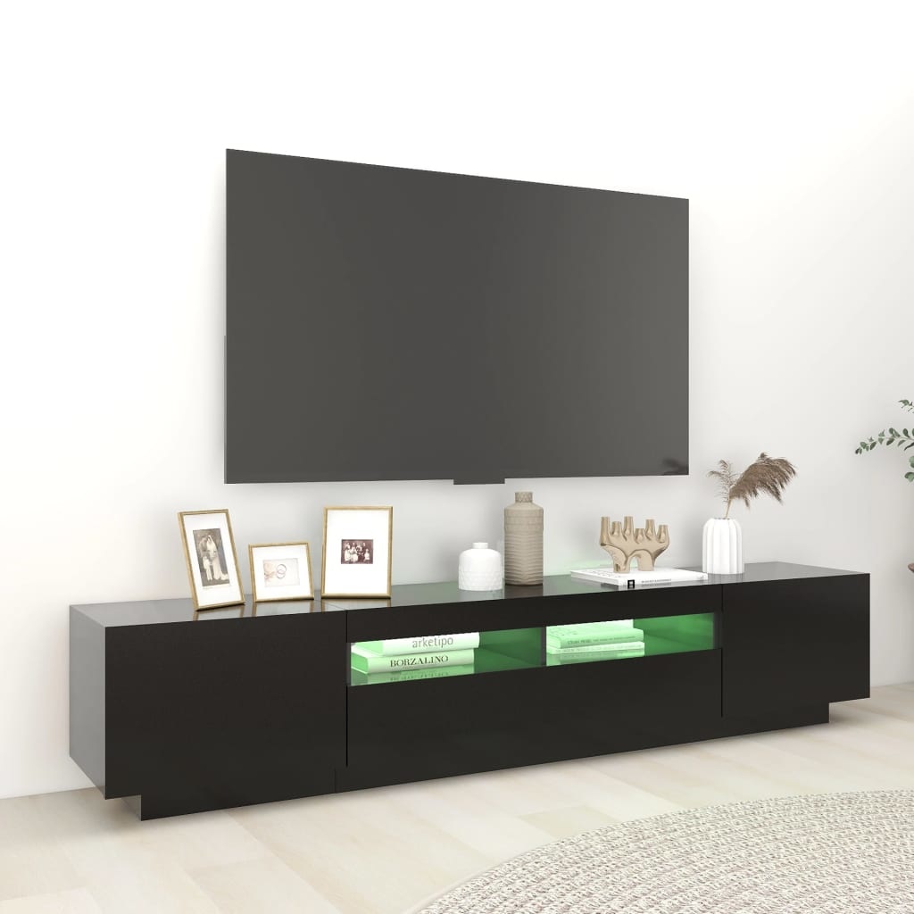 Tv-meubel met LED-verlichting 200x35x40 cm zwart