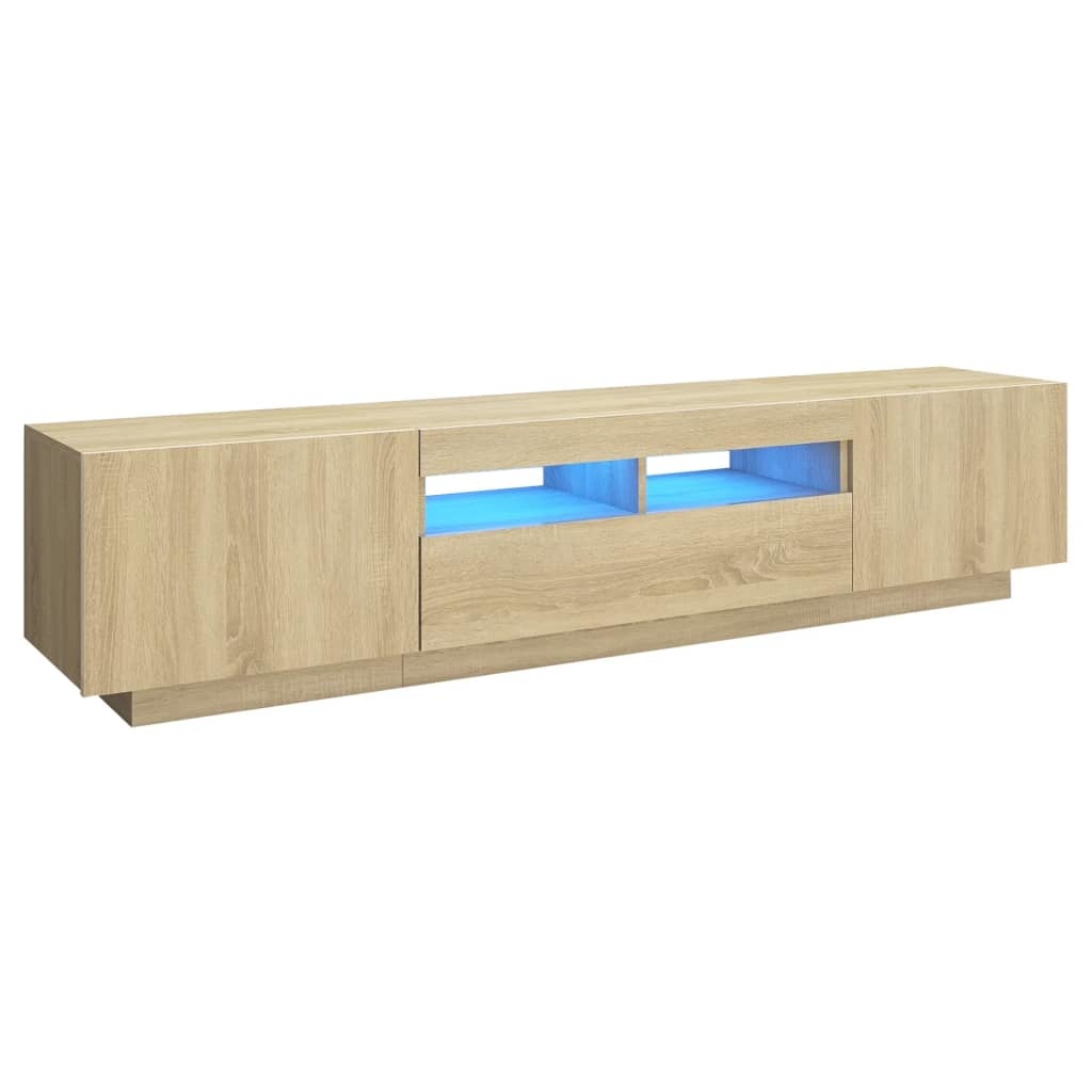 Tv-meubel met LED-verlichting 180x35x40 cm sonoma eikenkleurig