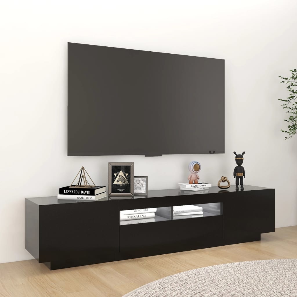 Tv-meubel met LED-verlichting 180x35x40 cm zwart