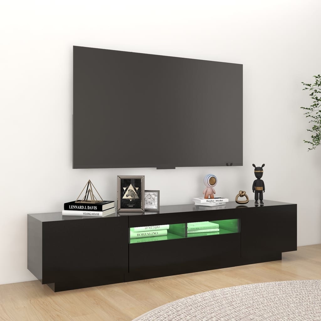 Tv-meubel met LED-verlichting 180x35x40 cm zwart