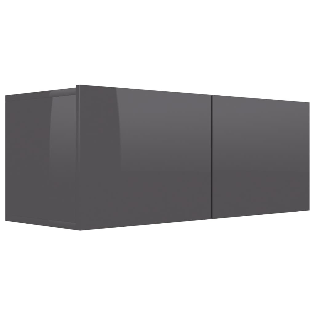 Tv-meubel 80x30x30 cm bewerkt hout hoogglans grijs