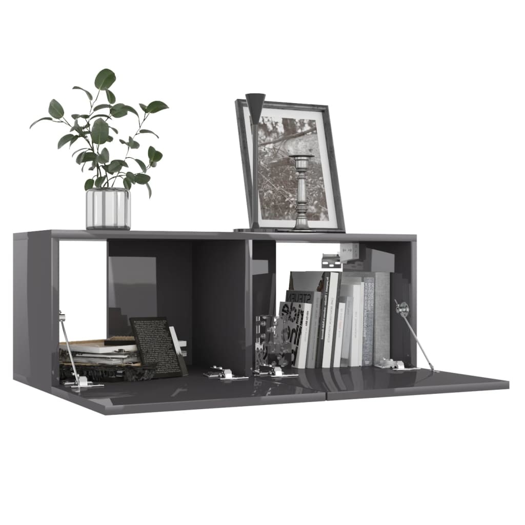Tv-meubel 80x30x30 cm bewerkt hout hoogglans grijs