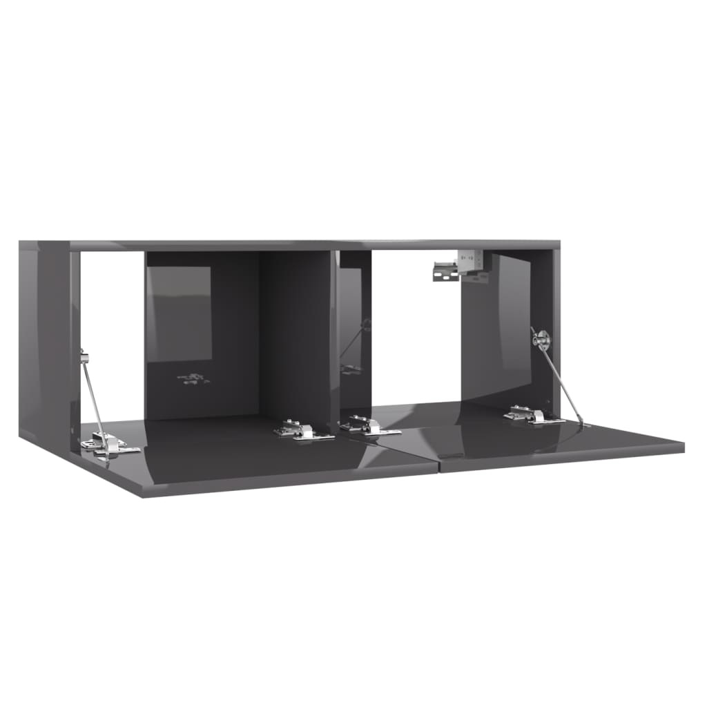 Tv-meubel 80x30x30 cm bewerkt hout hoogglans grijs