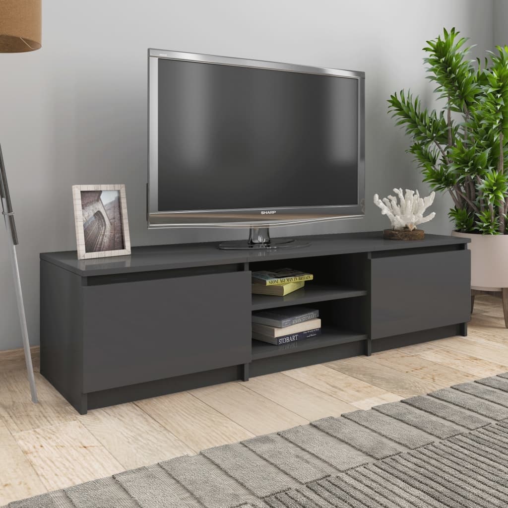 Tv-meubel 140x40x35,5 cm bewerkt hout hoogglans grijs