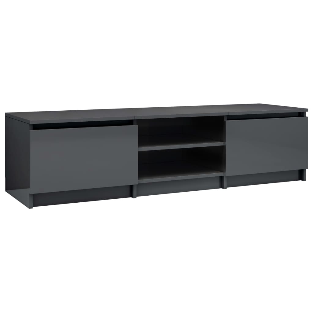 Tv-meubel 140x40x35,5 cm bewerkt hout hoogglans grijs
